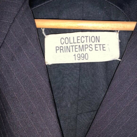 Maison Margiela 1990 Printemps Ete Navy pinstripe wool sleeveless jacket - Picture 2 of 6